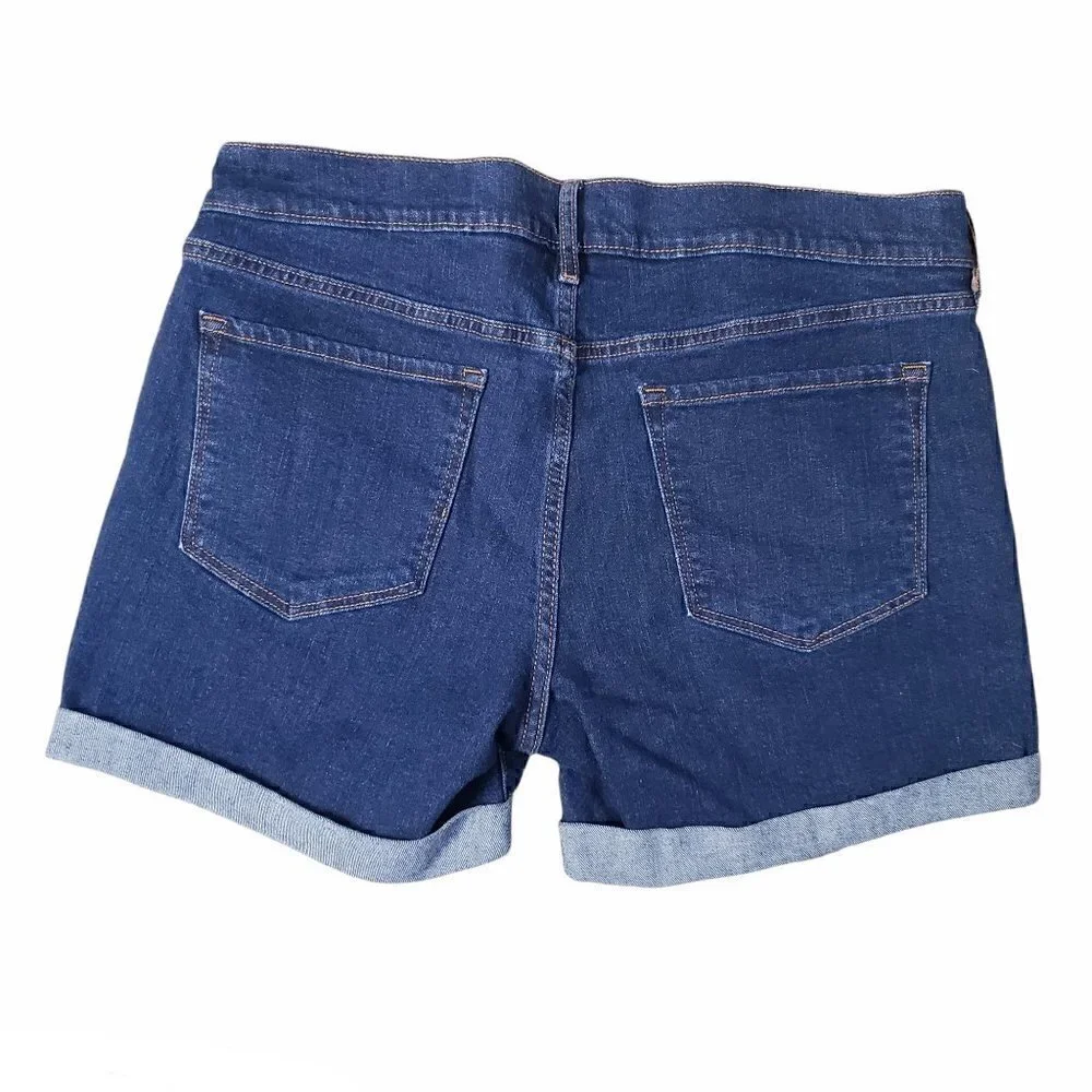 Old Navy Dark Wash Cuffed Denim Jean Shorts Size 12